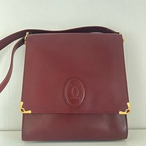Cartier Bordeaux Must Line Shoulder Bag with adjustable strap
